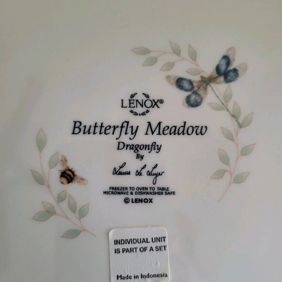 Lenox Butterfly Meadow Dragonfly Scalloped Edge 11 in Dinner Plate - Picture 6 of 7